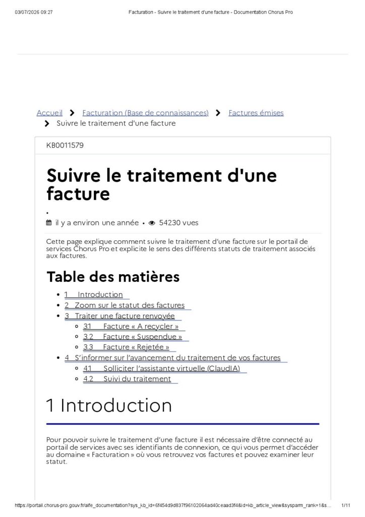 thumbnail of Chorus Pro — Suivre le traitement d’une facture